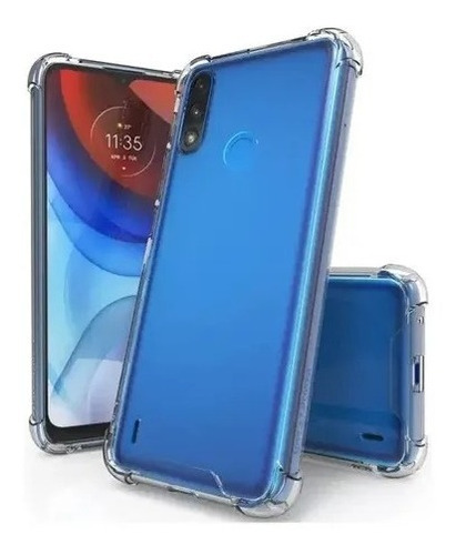 Funda Transparente Air + Vidrio 9h Para Motorola E7i Power