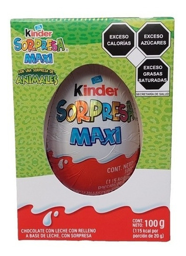 Huevo De Chocolate Kinder Sorpresa Maxi Animales 100 Gr