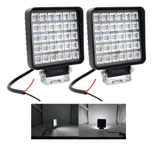 Par Faro Led Cuadrado Luz De Trabajo Blanca T/flood 12 / 24v