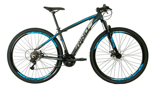 Bicicleta Aro 29 Rino Everest A Disco 24 Vel. Cubo Roletado Cor Preto/prata/azul Tamanho Do Quadro 19