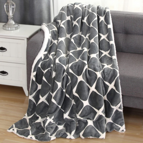 Manta Polar Reversible Suave Cálida Gris 50 X 60 Cm