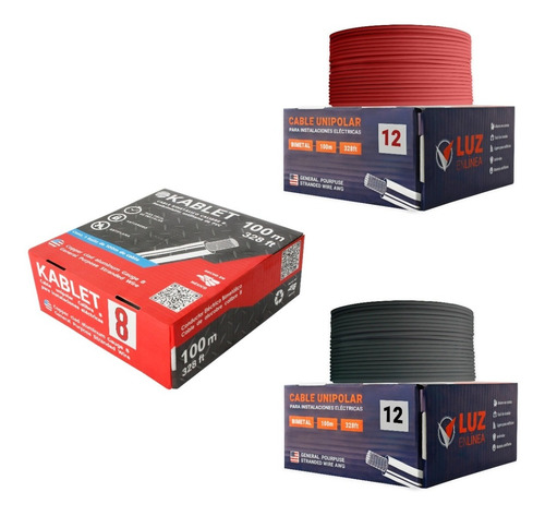 Pack: Dos Caja Cable Calibre 12  Y Una Caja Calibre 8