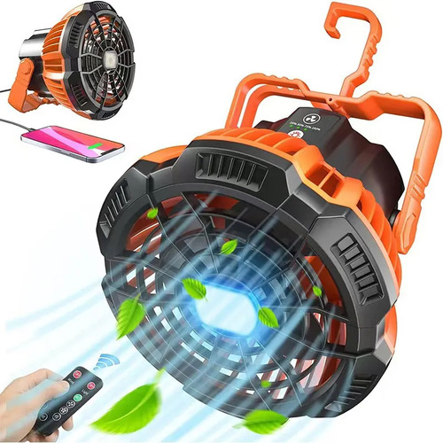 Ventilador De Camping Recargable Portátil Con Luz Led