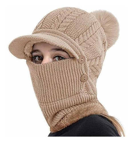 Ropa De Esquí - Gorro De Punto Para Mujer, Con Forro Polar Y