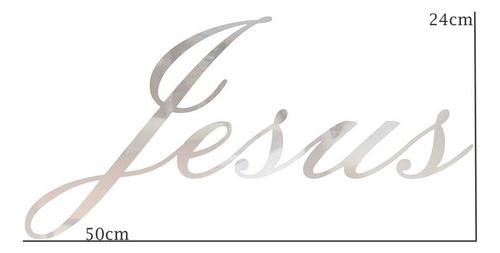 Palavra Em Acrílico Espelhado Prata - Jesus Em Letra Cursiva