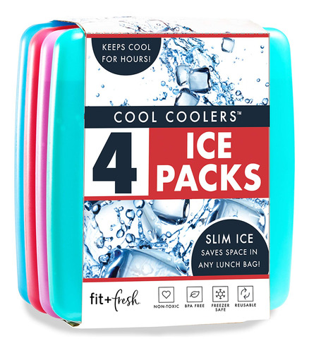 Cool Coolers By Fit & Fresh Paquete De 4 Paquetes De Hielo .