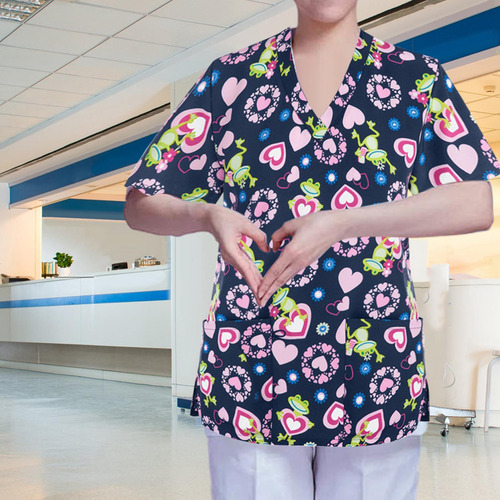 Camiseta Exfoliante Con Cuello En V Para Mujer, Uniforme De