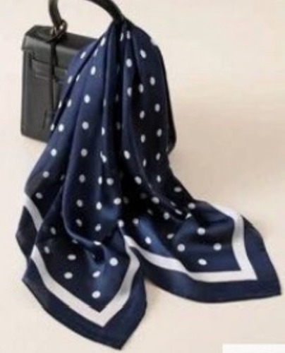 Pañoleta Mascada Pañuelo Turbante Poliseda Pashmina Microsed Azul Marino Lunas Unitalla