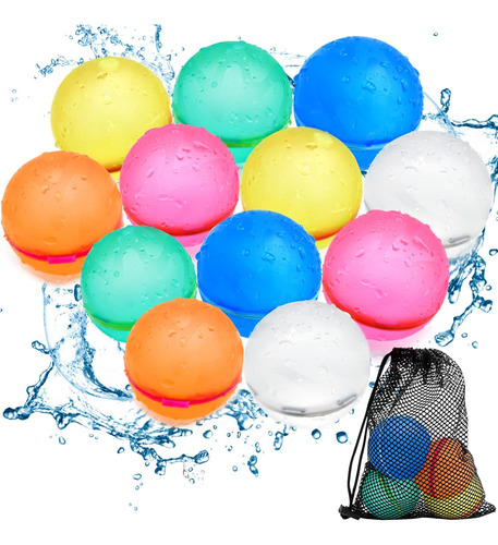 12 Globos De Agua Reutilizables De Silicona Con Bomba De Agu