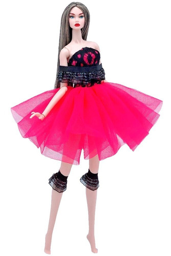 Vestido Bailarina Para Boneca Barbie + Sapatilhas Ballet 06m