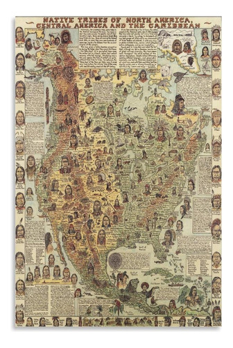 Póster De Mapa De Tribus Nativas De América Del Norte, Póste