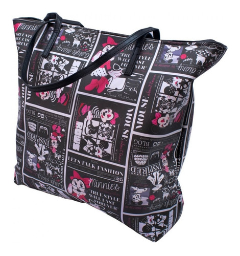 Bolsa De Ombro Preta Minnie Mouse Disney Licendada 33x41 Cm Cor Preto Cor da correia de ombro Preto