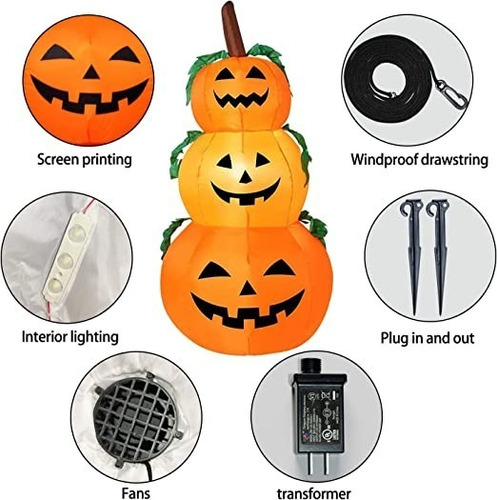 Calabazas Led Inflables De Calabaza De Halloween De 4 Pies