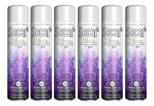 6 Unid. Odorizador De Ambientes Charm 360ml Lavanda De Paris