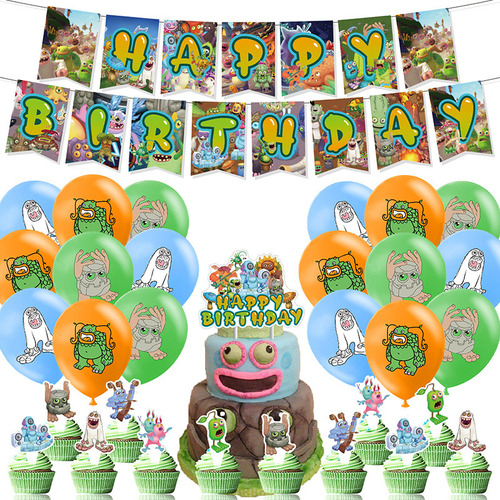 Kit Fiesta Singing Monster Globos Decoraciones Cumpleaño