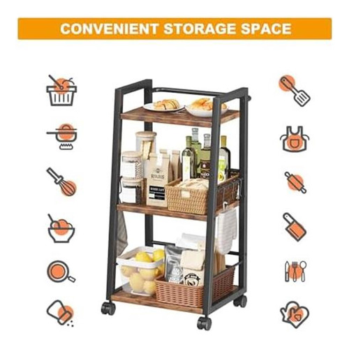 Cart De Almacenamiento De Cocina 3 Nivel