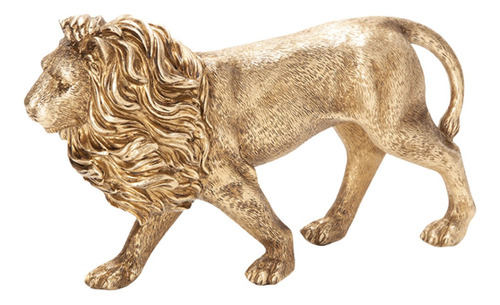 Escultura Estátua Decorativa Leão Dourado Poliresina Grande Cor Estatua Leão Dourado