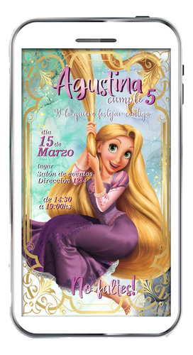 Invitación Digital Rapunzel De Enredados #1 Tarjeta Digital