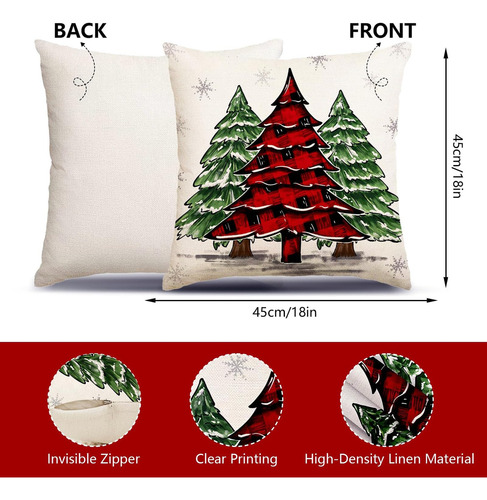 Juego De 4 Fundas De Almohada Navideñas Mehofond De 18 X 18