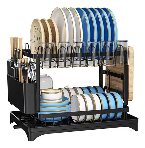 Escurridor Platos 2 Nivele Acero Inoxidable Secaplato Cocina
