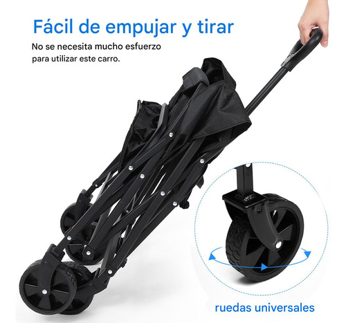 Carrito Vagon Carrito Plegable Multiusos Carrito Paramandado Color Negro