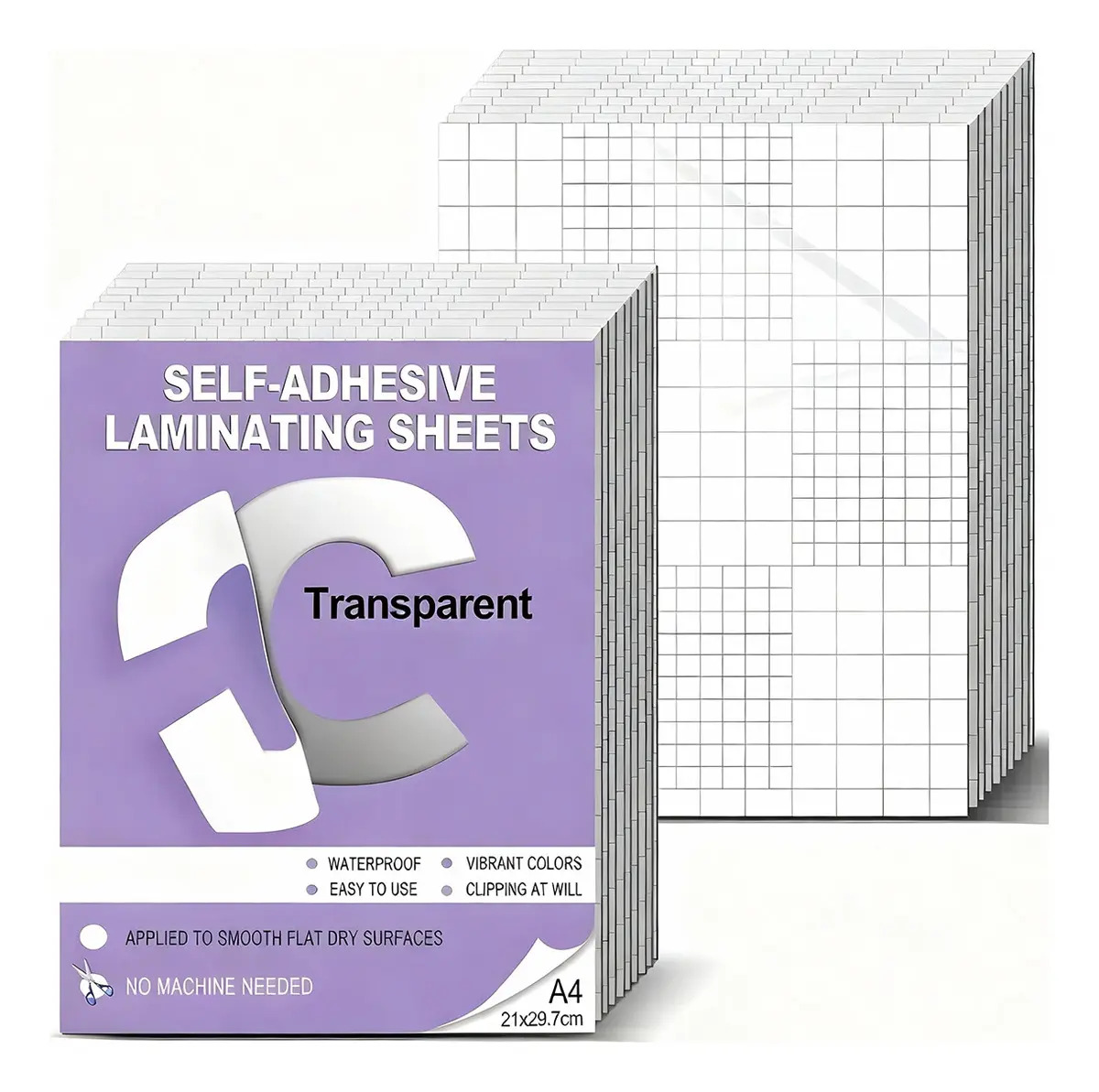 Láminas Para Laminado en Frío, Brillantes e Impermeables, de Vinilo Transparente A4 para Fotos y Documentos - Pack de 30 Unidades
