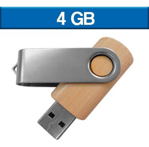 Usb Memoria 4gb Madera Giratori Económica Logo 5pz Ut Usb067