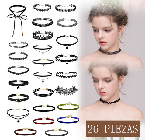 Gargantilla De Collares Accesorios, Encaje Negro Choker 26pk