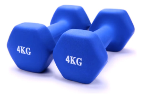 Mancuerna Pesa Neopreno 4 Kg Gym Entrenamiento Kit 2 Pesas Color Azul