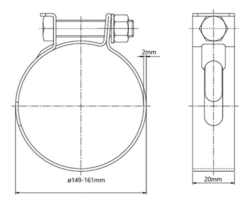 Abraçadeira Para Mangote 150mm 6 Pol Reforçada Em Aço 2mm