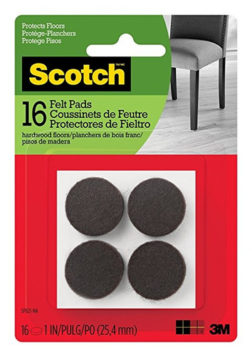 Scotch Fieltro Pads, 16 Pastillas / Round Pack, Brown, 1  (s