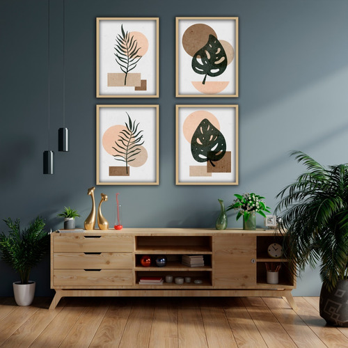 Set De 4 Cuadros Arte Abstracto Deco Living 30x40