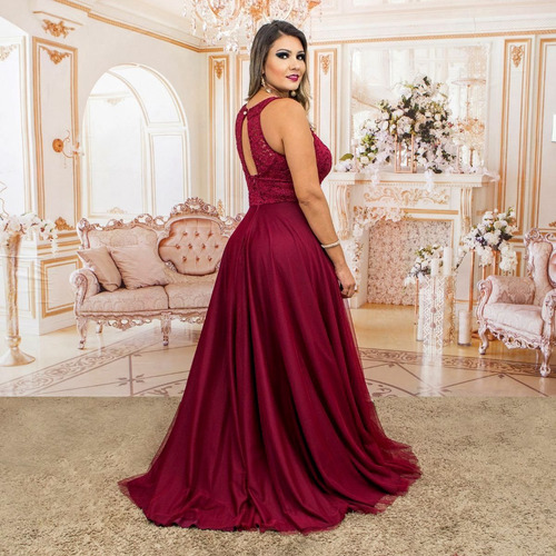 Vestido Rodado Princesa - Marsala - Madrinha Formatura