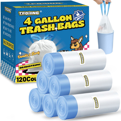 T.foring Bolsa De Basura Pequea De 4 Galones Con Cordn  120