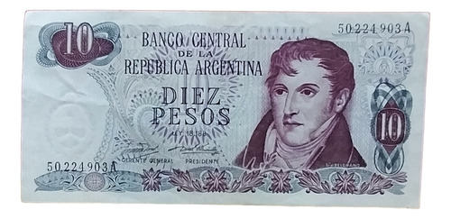 Antiguo Billete 10 Pesos Ley Argentina 1971 Bott 2337