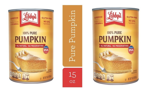 2 Piezas Pumpkin 100% Pure Libby's Calabaza Pie Importado
