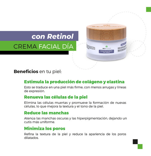 Crema Facial de Noche Beohemp Con Retinol 50g Regeneración y Rejuvenecimiento Nocturno
