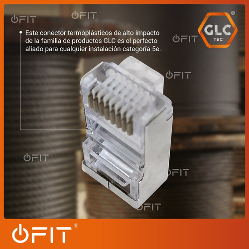Imagen 7 de 10 de Ficha Rj45 Conector Cat 5e Glc Plug Blindado