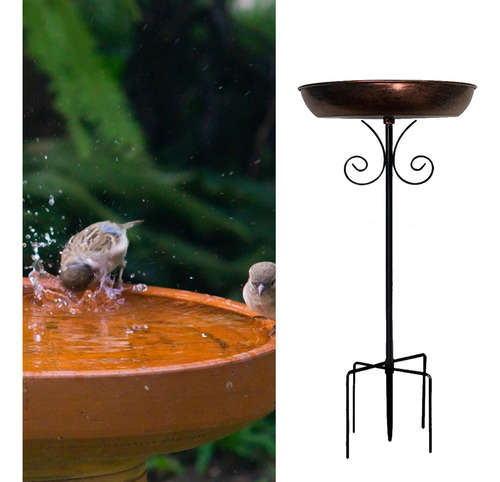 Alimentador De Aves Baño De Pájaros Ornamento De Metal