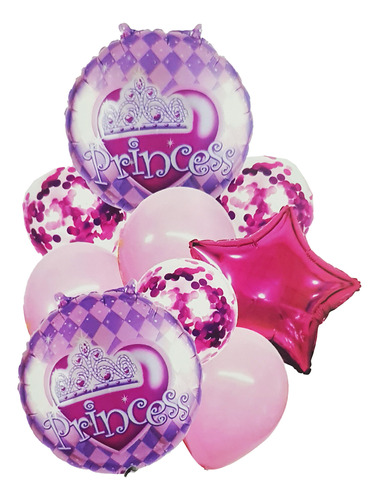 Kit Set Globo Feliz Cumpleaño Princesas Estrella Niñas