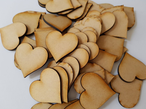 100 Figuras De Corazón En Mdf 5cm