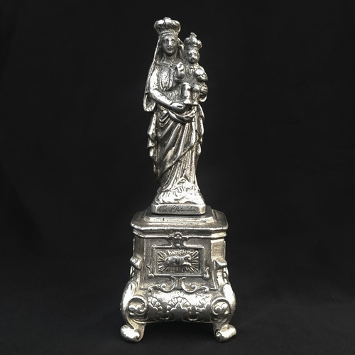 Figura Escultura Antigua Virgen Con Niño Jesús Peltre 