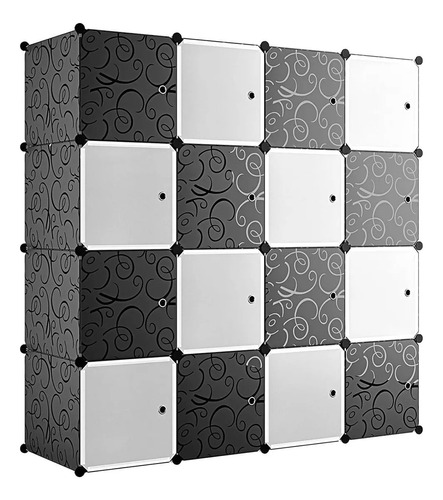 Cubos Organizadores Apilables Closet Modular Zapatero Ropero Color Negro