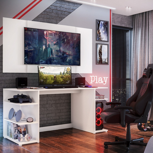 Imagen 4 de 5 de Escritorio Gamer Con Panel Tv De 65¨