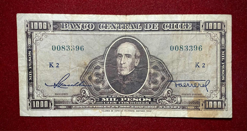 Billete 1000 Pesos Chile 1947 Pick 116 A.4 Blanco Encalada (Usado)