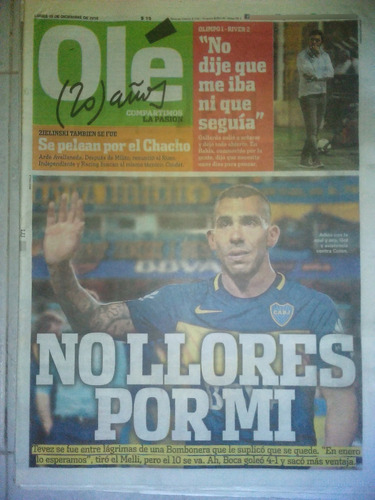 Diario Ole 19 Diciembre 2016 Tevez Despedida