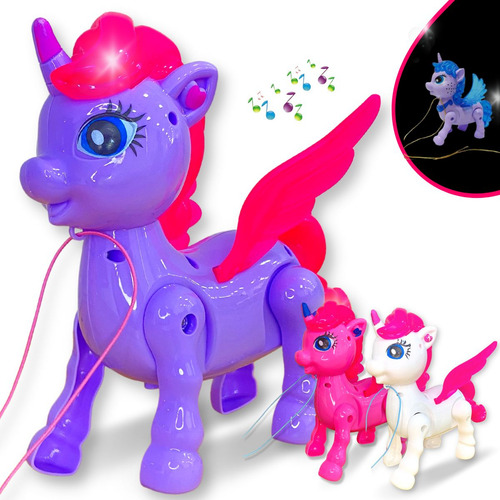 Unicórnio Musical Anda E Mexe As Asas Ponei Cavalo Arco Iris