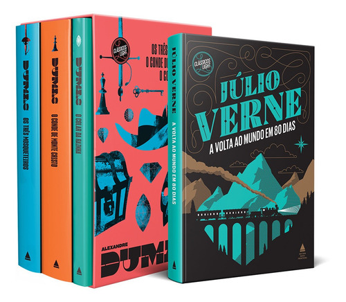 Kit Box Alexandre Dumas + A Volta ao Mundo em 80 dias, de Júlio Alexandre; Verne. Editorial NOVA FRONTEIRA / GRUPO EDIOURO, capa mole em português, 2021