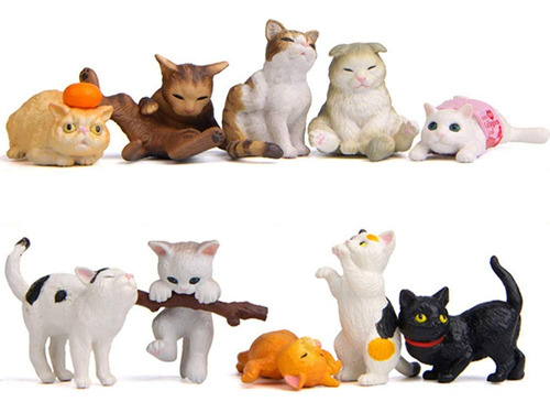 Kimkoala Figura Decorativa Juguete Gato Miniatura 10 Pieza