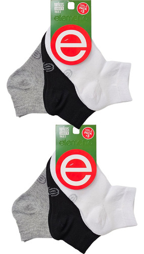 Pack 6 Pares Soquete Elemento Liso Surtido Niño Unisex